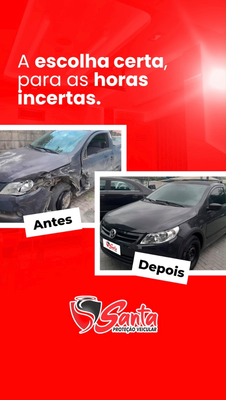 Caso real de indenização, antes e depois do reparo do veículo